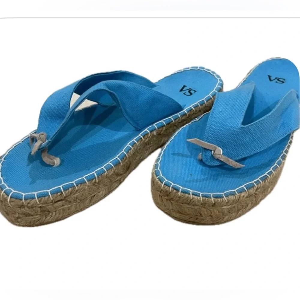 Victoria's Secret Blue Espadrille Style Flip-flop Thong Sandals